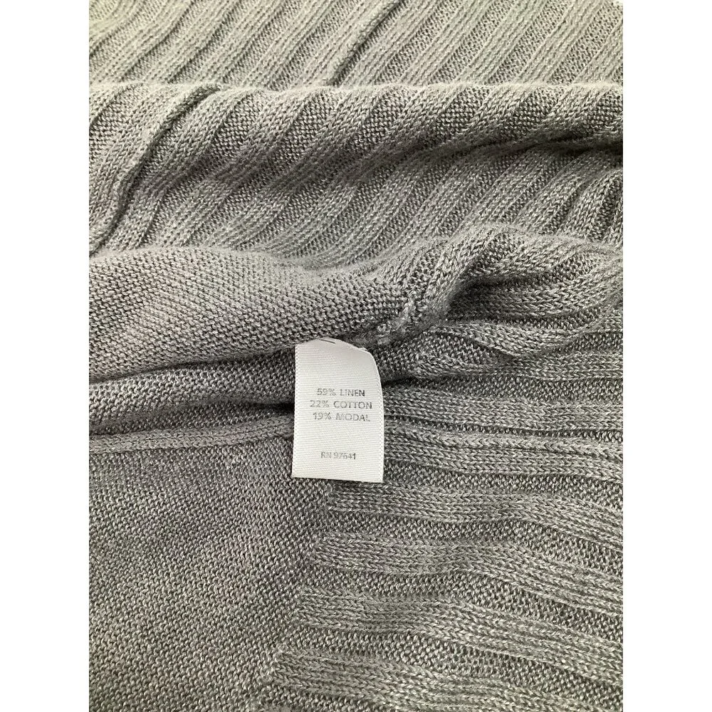 J. Jill Small Gray Short Sleeve Ribbed Hem Knit Dress Oversized Linen Maxi - Picture 8 of 9